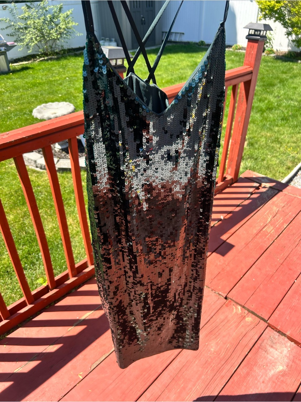 Express Emerald Sequin Party Dress - Picture 3 of 4